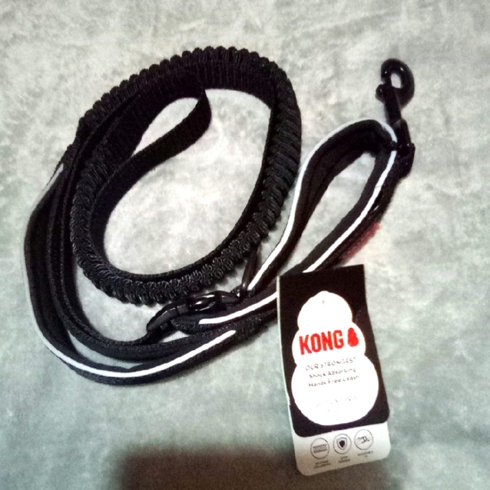 🐶 Kong 6ft Black Shock Absorbing Hands-free Dog Leash Collar Harness Pet Pets